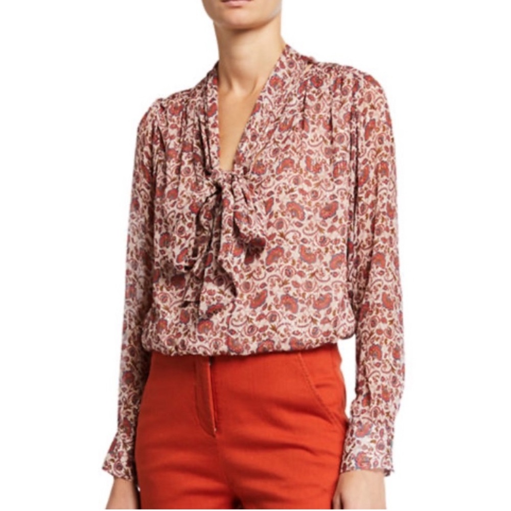 Ramy Brook Winslow Tie-Neck Blouse Top